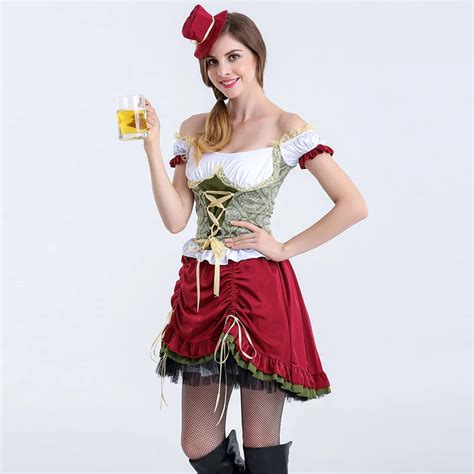 2016 New Sexy Beer Girl Costume Girl Wench Maiden Halloween Costume For Women German Oktoberfest