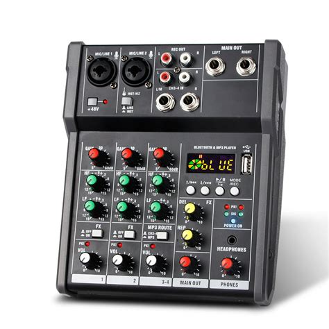 Professional Audio Mixer Sound Board Console 4 Channel Digital Usb