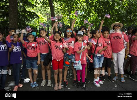 Public School Children March In Lower Manhattan Along Broadway At The