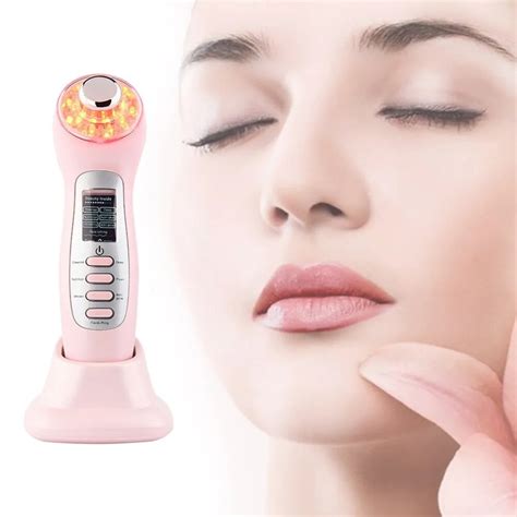 ultrasonic ion facial device lcd screen beauty instrument with standing base face skin care led