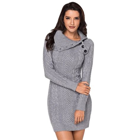 Wipalo Autumn Winter Warm Sweaters Dress Women Sexy Slim Bodycon Dress