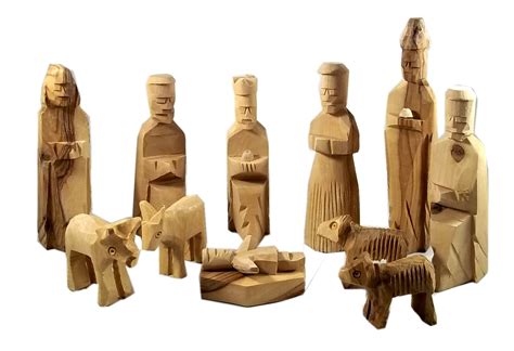 12 Piece Hand carved Olive Wood Nativity set from Bethlehem NOW ON SALE 