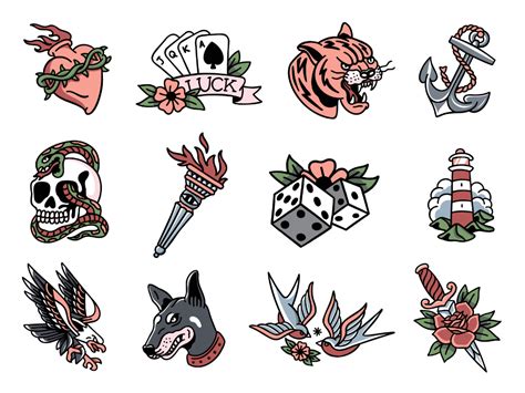 Traditional Tattoo Flashes By Alex Spenser For The Faces On Dribbble