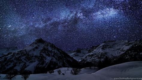 Wallpapers Nature Lighting Mountain Snow Winter Night Sky Star