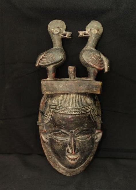 Face Mask Anang Ibibio People Nigeria With Carved Birds On Top Purchased In The 2nd