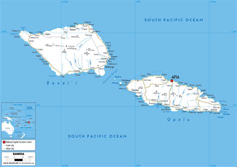 Detailed map of samoa and neighboring countries. Samoa Map (Road) - Worldometer