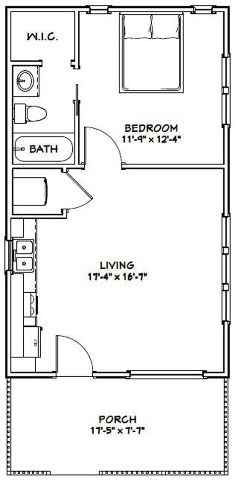 1 Bedroom House Plans Guest House Plans Small House Floor Plans