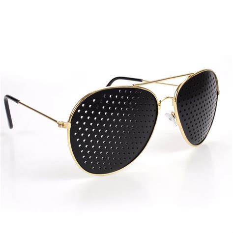 2pcs Gold Plated New Style Metal Pinhole Glasses Exercise Natural Healing Vision Improve Myopia