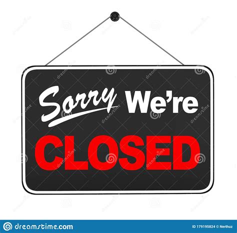 Sorry We Re Closed Sign Hanging Isolated Stock