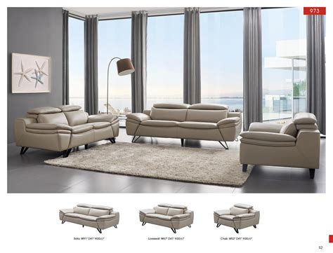 Buy Esf 973 Sofa Loveseat And Chair Set 3 Pcs In Light Gray Top Grain