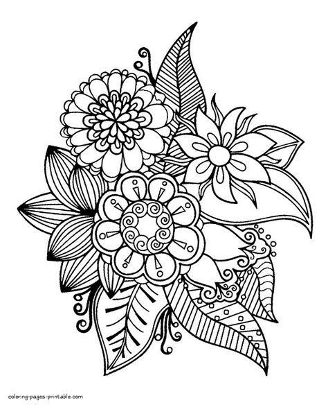 Summer Flowers Coloring Page For Adults Coloring Pages Coloring Home