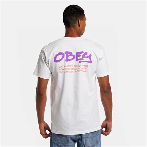 Obey Spray Classic Ανδρικό T Shirt Άσπρο 165263018 Wht