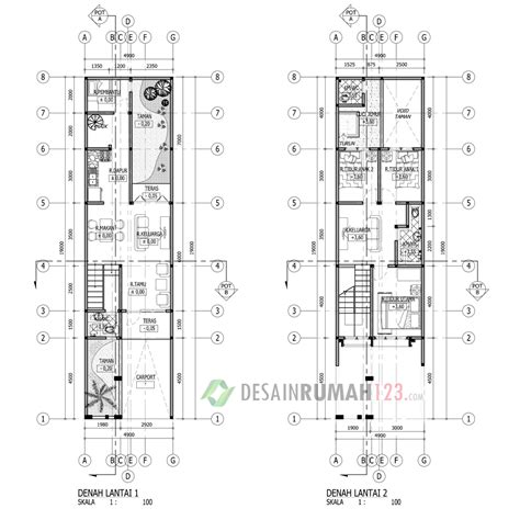 Desain rumah klasik 2 lantai di lahan hook ukuran 17 x 11 m2. Denah Rumah 2 Lantai 6 X 20 | Top Rumah