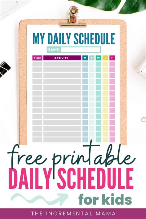 Free Kids Daily Schedule Template The Incremental Mama