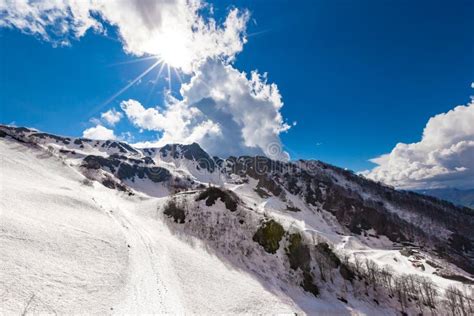Ski Resort At Caucasus Mountains Rosa Peak Sochi Russia Stock Photo