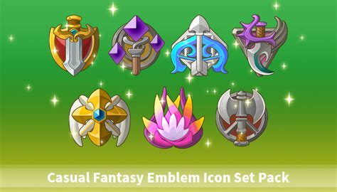 Casual Fantasy Emblem Icon Set Pack Gamedev Market