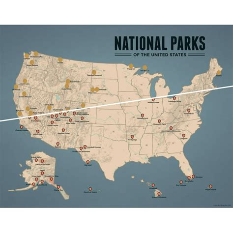 Us National Parks Scratch Off Checklist Map 11x14 Print