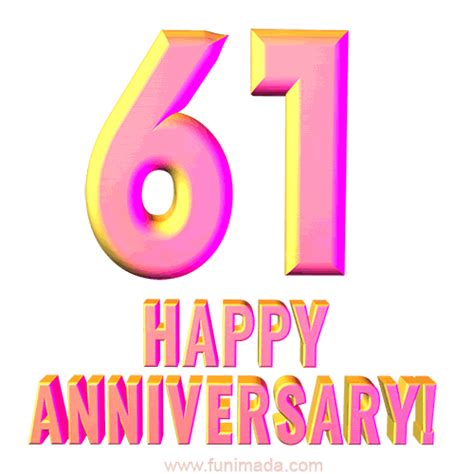 Happy 61st Anniversary 3d Text Animated 