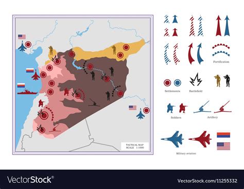 Military Tactical Map With Icons The Syria Vector Image