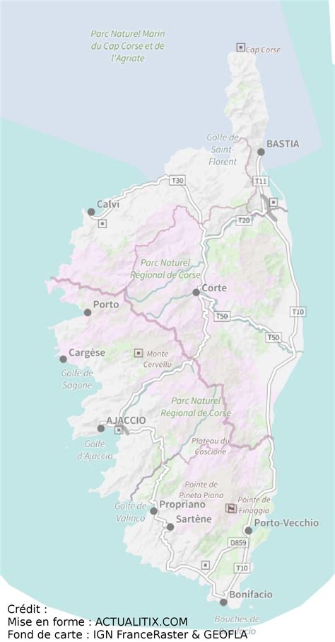 Carte de la Corse - Corse cartes des villes, reliefs, sites touristisques
