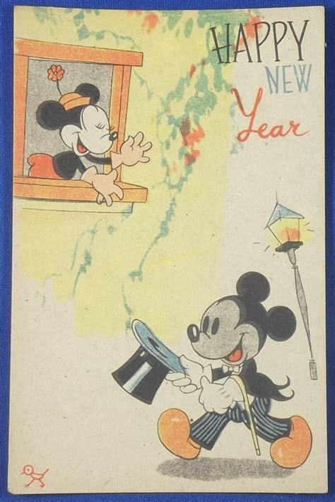 1940s Japanese Postcard Mickey Mouse Minnie Mouse Vintage Disney