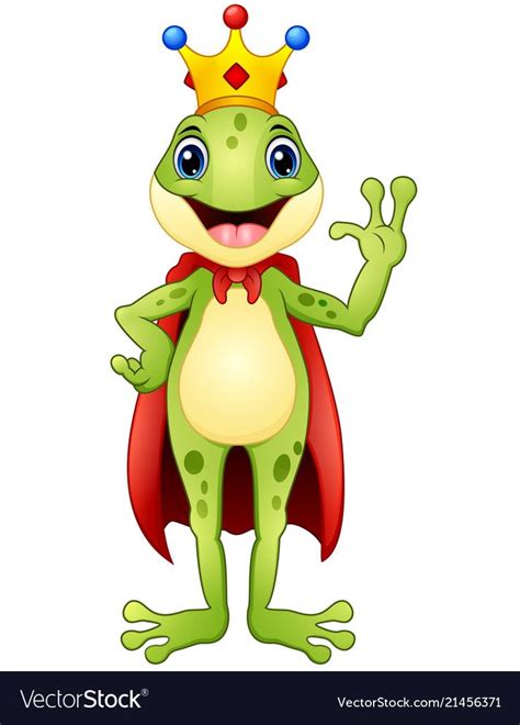 Frog Prince Cartoon Waving Hand Royalty Free Vector Image Prince