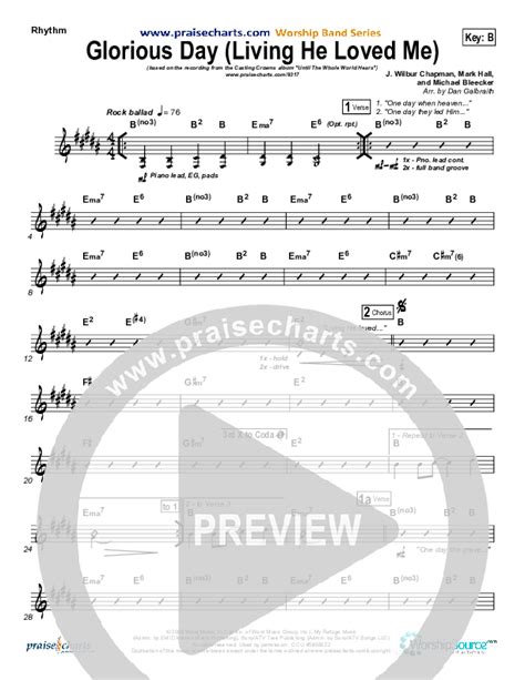 Glorious Day Living He Loved Me Sheet Music Pdf Casting Crowns Praisecharts