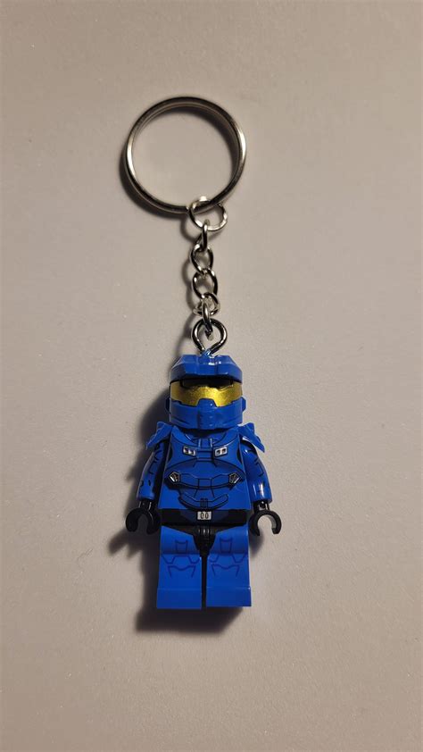 Custom Halo Master Chief Minifigure Keychain Brick Keychain Etsy