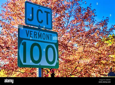 Vermont Road Junction Sign In Foliage Season Stock Photo Alamy