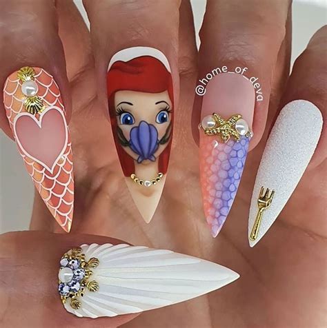 50 Fun Cartoon Nail Designs The Glossychic Mermaid Nails Disney