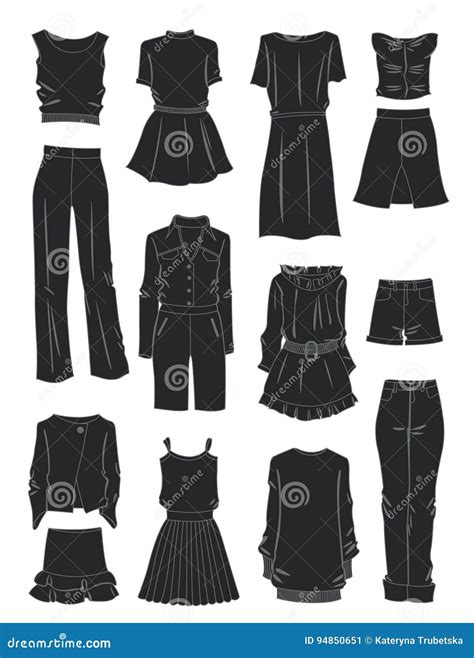 Silhouettes Of Women S Loose Clothes Stock Vector Illustration Of Short Garment