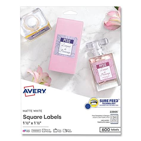 Avery Printable Blank Square Labels 15 X 15 Matte White 600