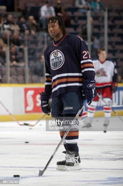 Georges Laraque Of The Edmonton Oilers Warms Up Prior To Taking On