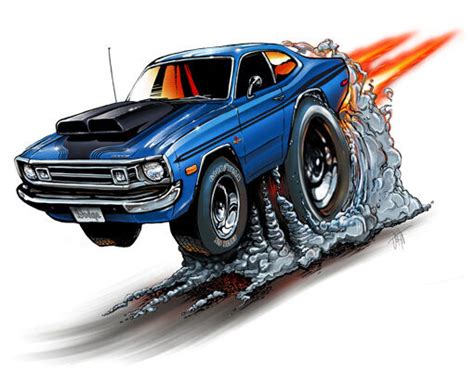 1972 Dodge Demon Muscle Car Cartoon Auto T Shirt 9254 Automotive Art