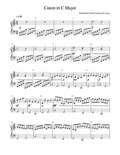 Canon In C Sheet Music For Piano Download Free In Pdf Or Midi