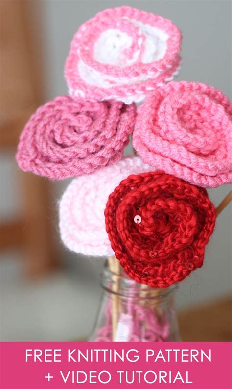 How To Knit Rose Flowers Knitted Flowers Free Knitted Flower Pattern