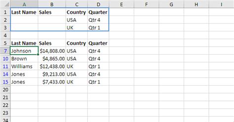 Advanced Filter In Excel In Easy Steps