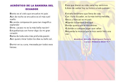 Acróstico De La Bandera Del Ecuador