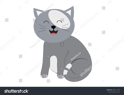 Vector Graphics Cartoon Happy Grey Cat Stock Vector Royalty Free