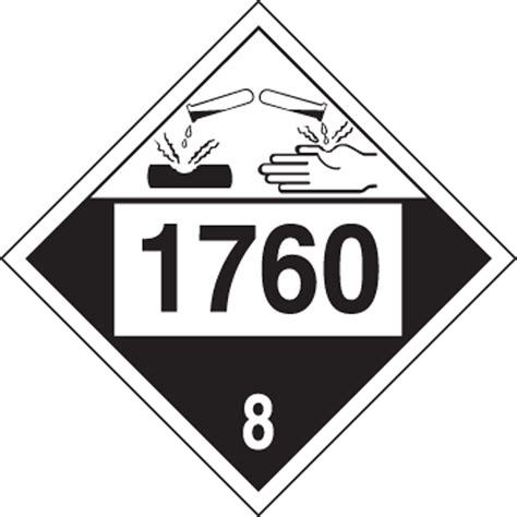 Hazard Class 8 1760 Corrosive Liquid 4 Digit DOT Placard MPL782