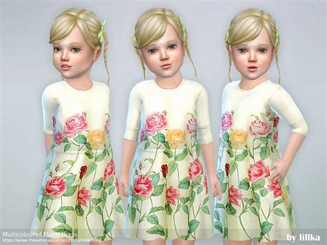 The Sims Resource Multicoloured Floral Dress Needs Toddler Stuff