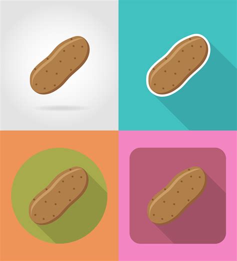 Potatoes Vegetable Flat Icons With The Shadow Vector Illustration