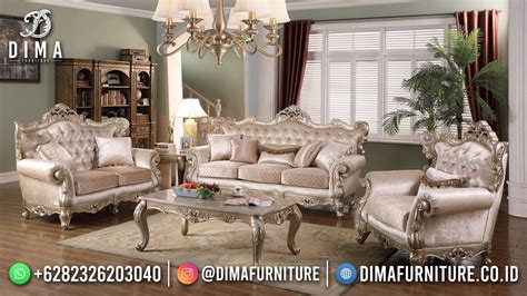 Model Sofa Tamu Jepara Mewah Terbaru Ukir 2022 Champagne Klasik Luxury