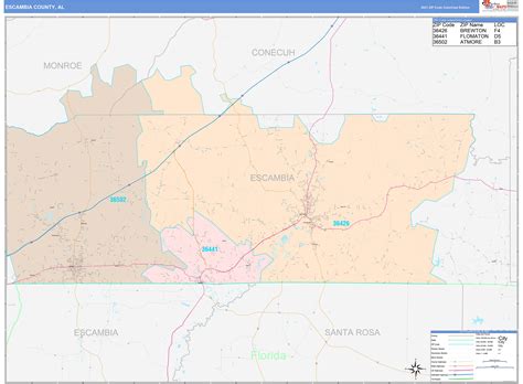 Escambia County Al Wall Map Color Cast Style By Marketmaps