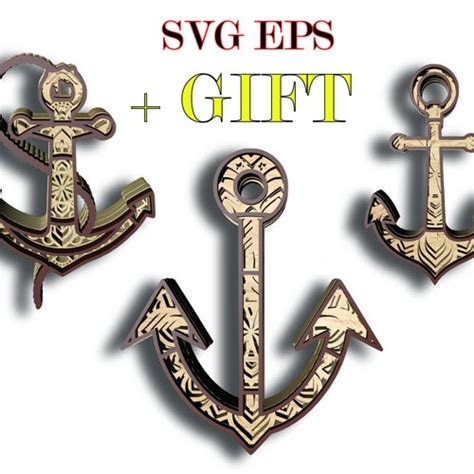 anchor with rope 3d mandala 4 layers svg eps files etsy