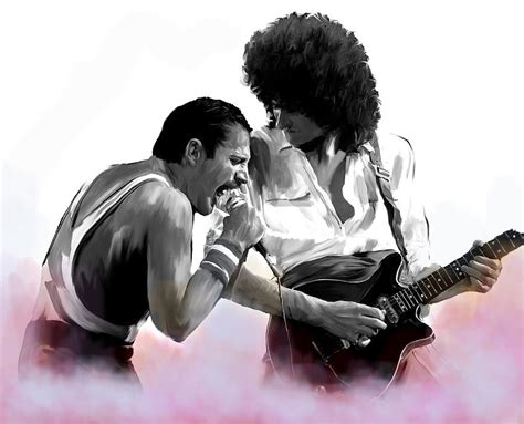 Queen Ii Freddie Mercury And Brian May Painting By Iconic Images Art