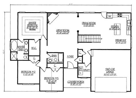 House Plan 54455 Ranch Style With 1770 Sq Ft 3 Bed 3 Bath