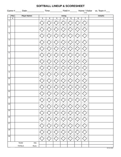 Free Printable Softball Lineup Template Printable Blank World