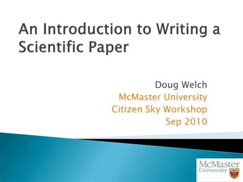 Ppt An Introduction To Writing A Scientific Paper Powerpoint