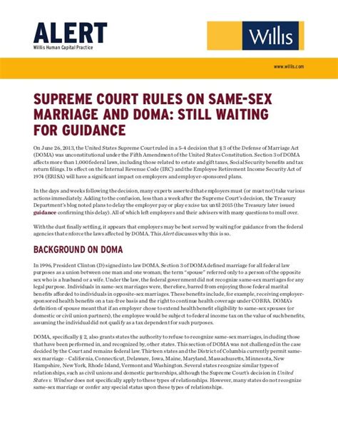 Supreme Court Rules On Same Sex Marriage And Doma Still Waiting For